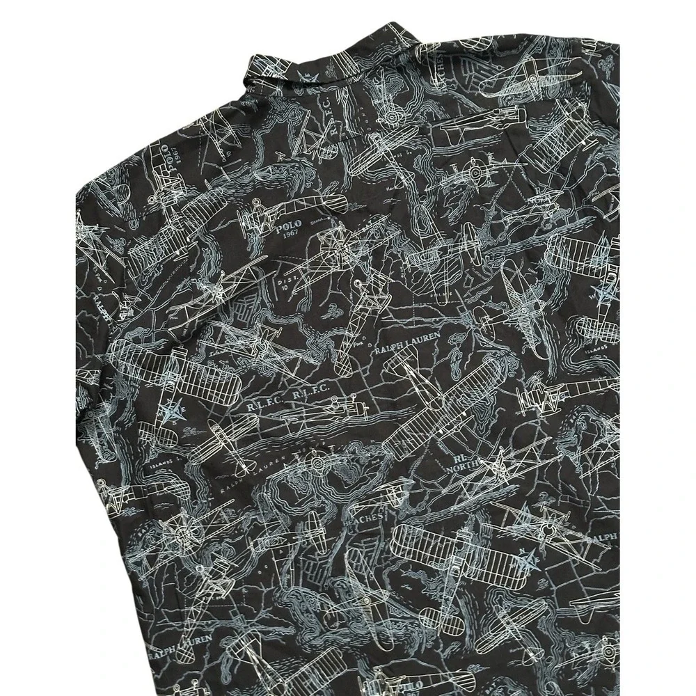 Polo Ralph Lauren 4XB Big & Tall Airplane Print Short‎ Sleeve Button Down Shirt